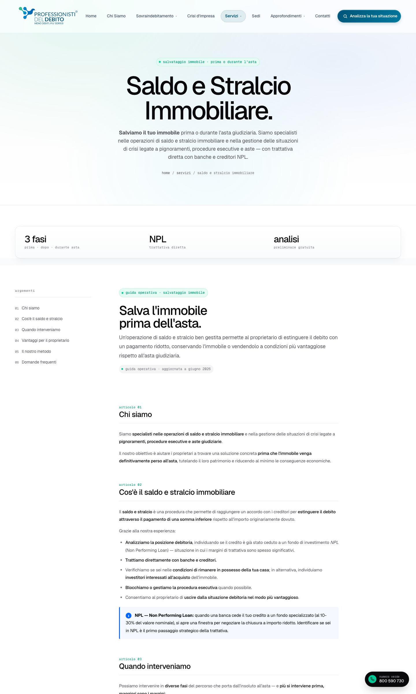 Pagina saldo e stralcio