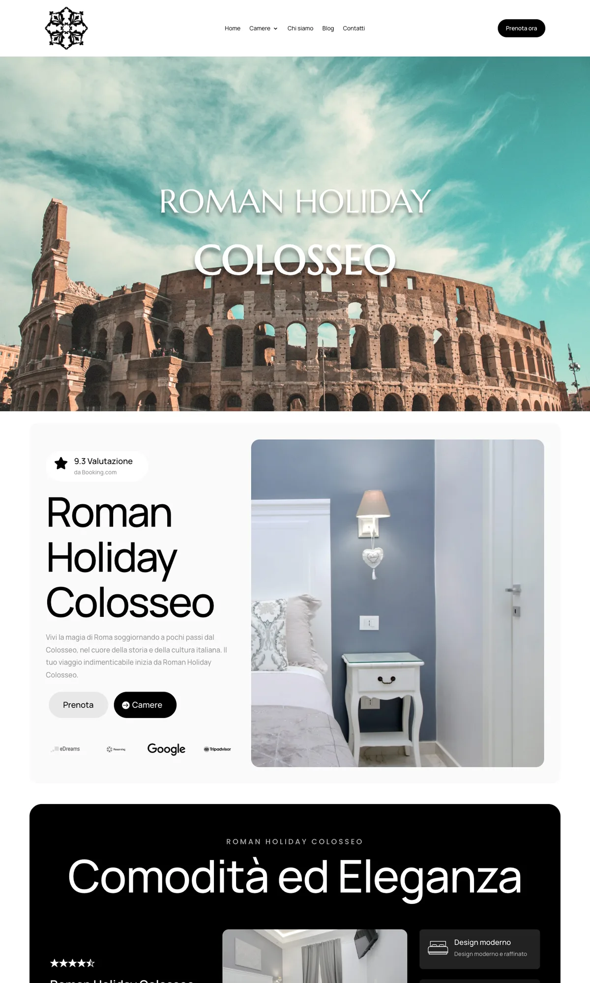Homepage Roman Holiday Colosseo su desktop